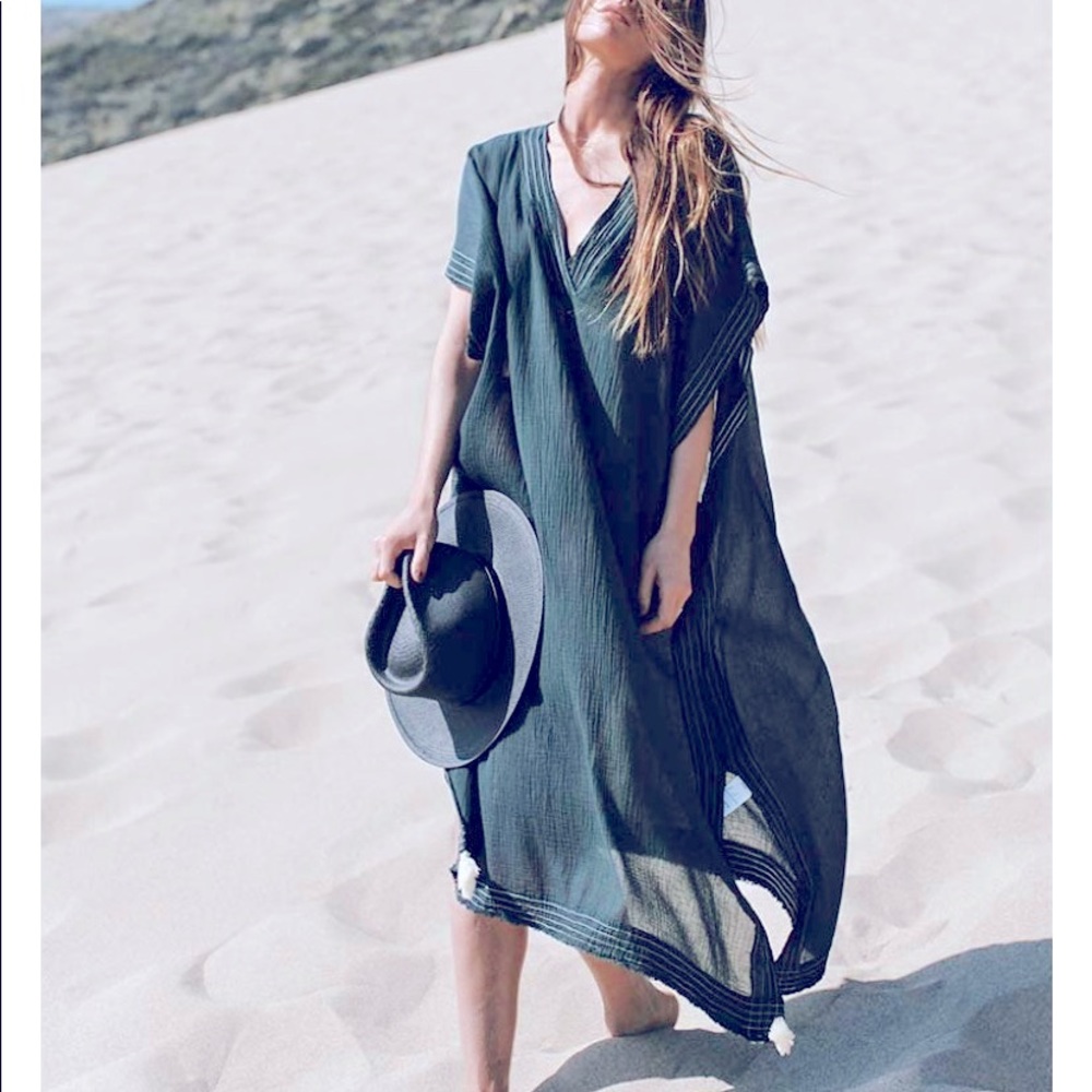 Riller black lace caftan.